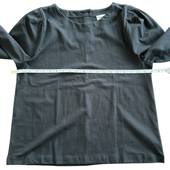 NEW J. CREW Factory Puff-sleeve button-back top in Black Cotton Knit Size Large - Picture 7 of 8